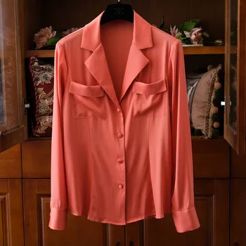 

2020 Autumn Women's long sleeves Shirts Top new designer Pockets blosues C396