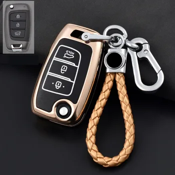 

For Hyundai Santa FeTM 2019 I30 Solaris 2016-2018 Azera Elantra Grandeur Accent AutoAccessories Zinc alloy Luminous Car Key Case