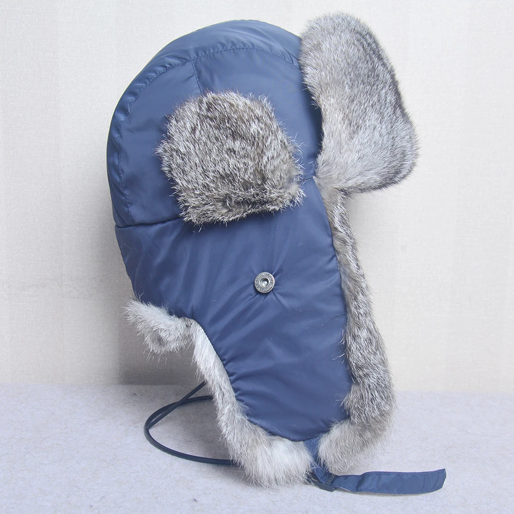 Winter Hat Fur Hat Earflap Hat Thick Warm Bomber Hat Men Real Rabbit Fur Earflap Trapper Outdoor Russian Cap Male Plus Size Winter Hats Ski Russian Hat winter hat,fur hat,earflap hat