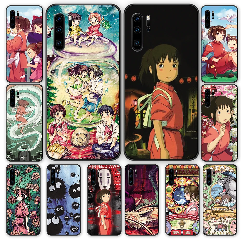 SPIRITED AWAY NOUVEAU ART ANIME Black TPU Cases Cover For Huawei P40 P30 P20 P10 Mate 10 20 30 Pro Lite | Мобильные телефоны и