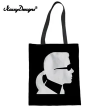 Черно-белая холщовая сумка с принтом для девочек, сумка для покупок, многоразовая складная сумка для покупок для женщин, большая сумка для покупок, экологичные сумки