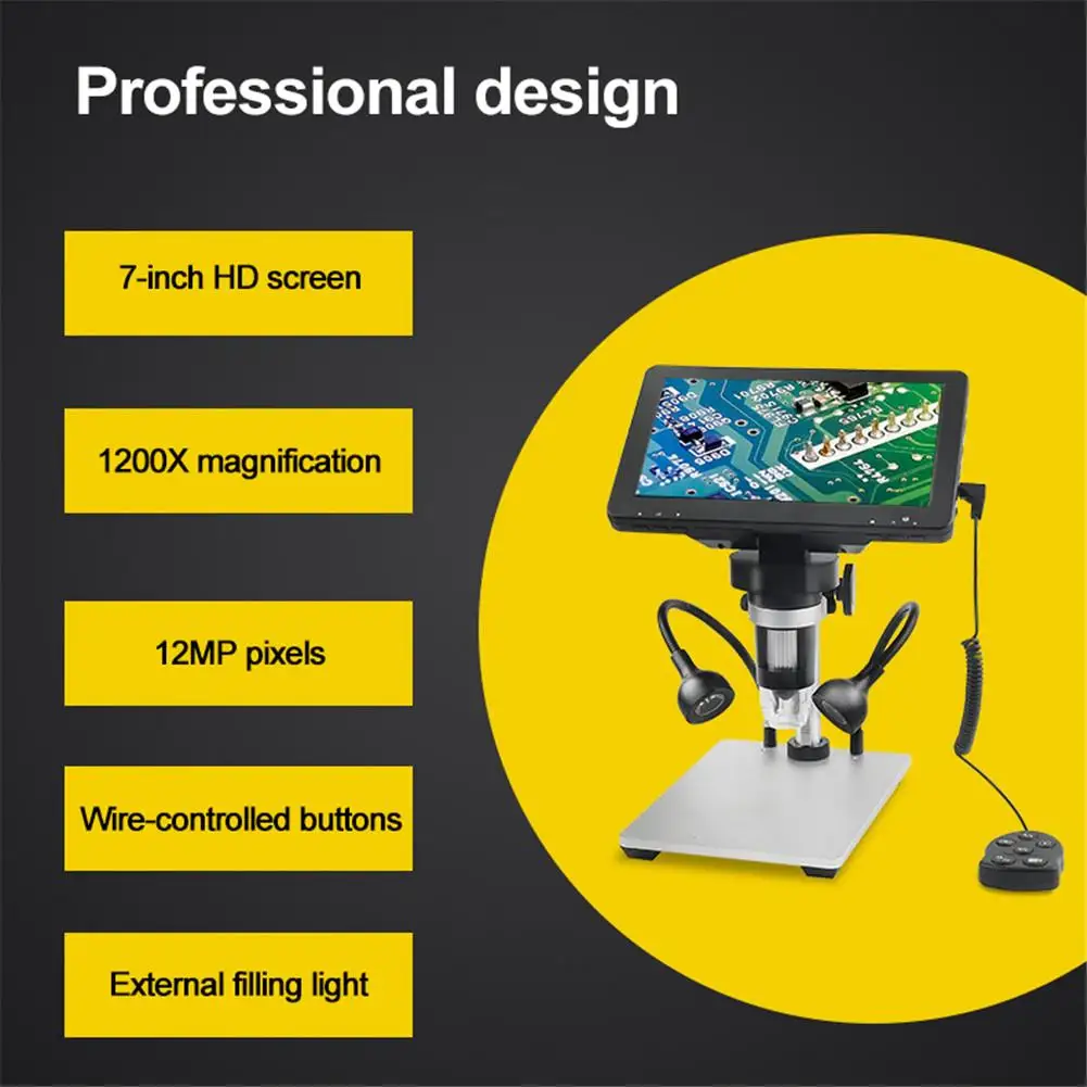 Details about   7'' 1200X 1080P LCD Monitor Electronic Digital Video Microscope Magnifier Set 