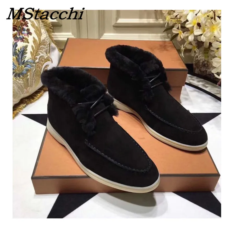 Mcacchi/Лидер продаж; женские ботильоны для женщин; замшевые зимние ботинки на шнуровке; зимняя удобная обувь на плоской подошве; женские шерстяные ботинки