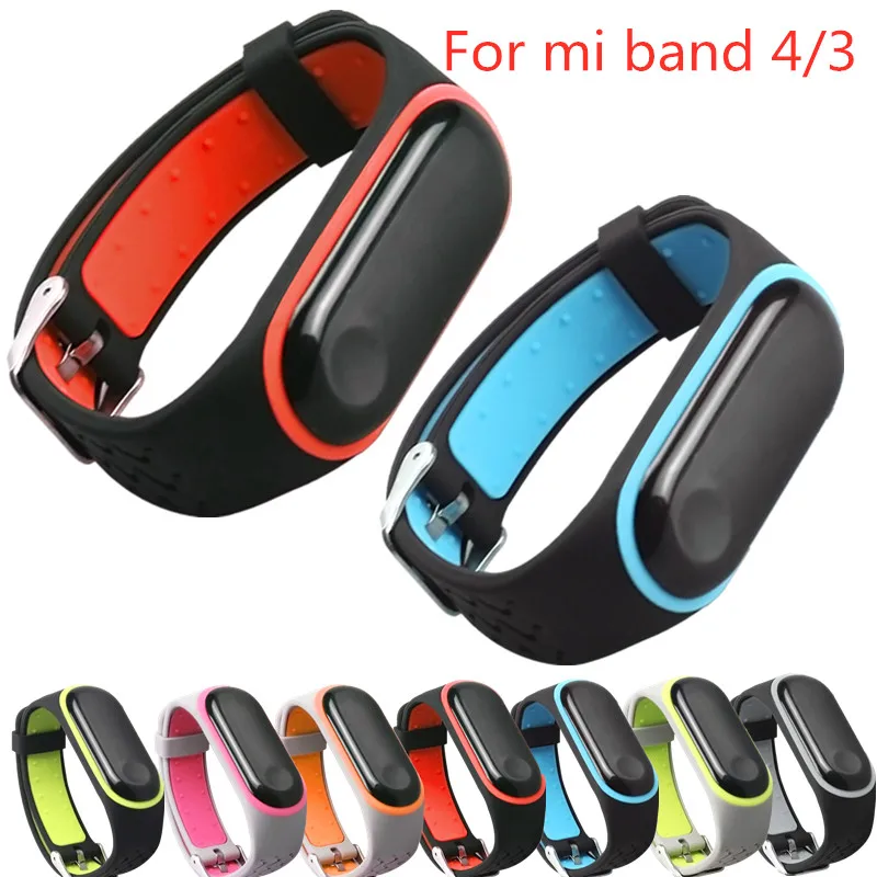 Ремешок сменный силиконовый для Xiaomi Mi Band 4 водонепроницаемый двухцветный браслет