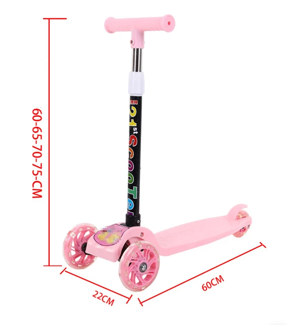 Children's Kick Scooter Folding Skateboard 3 Glowing Wheels Adjustable Scooter Exercise Toys Scooter Outdoor toys For Boy Girl 2