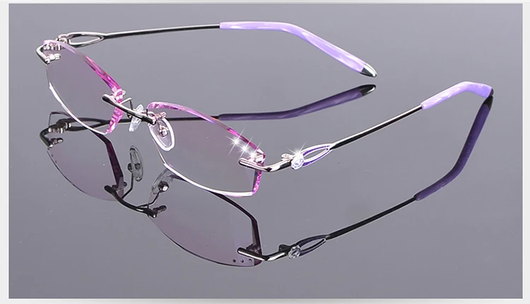 blue light reading glasses Elegant Style Blue Light Filter Glasses Myopia Women Computer Eyeglasses Gradient Red with Rhinestone Frameless Eye Eyewear blue light blockers Blue Light Blocking Glasses