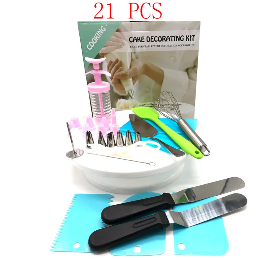 

21 Pcs Cake Turntable Rotating Anti-skid Cake Decorating Turntable Cake Rotary Table Round Cake Stand Kitchen Baking Tools