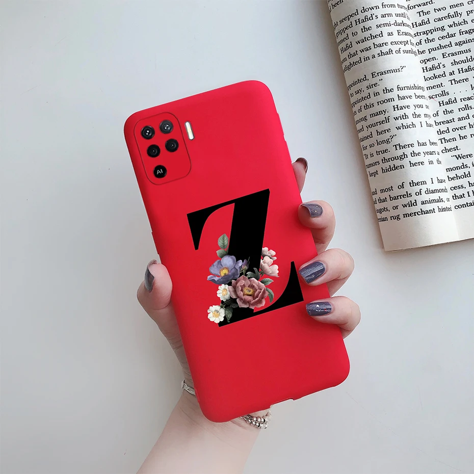 cases for oppo phones For Oppo Reno 5 Lite Case Letters Monogram ABC Flower Soft Silicone Back Cover For Oppo Reno5 Z Reno 5 F Z Lite 5F 5Z 5Lite Case oppo phone back cover Cases For OPPO