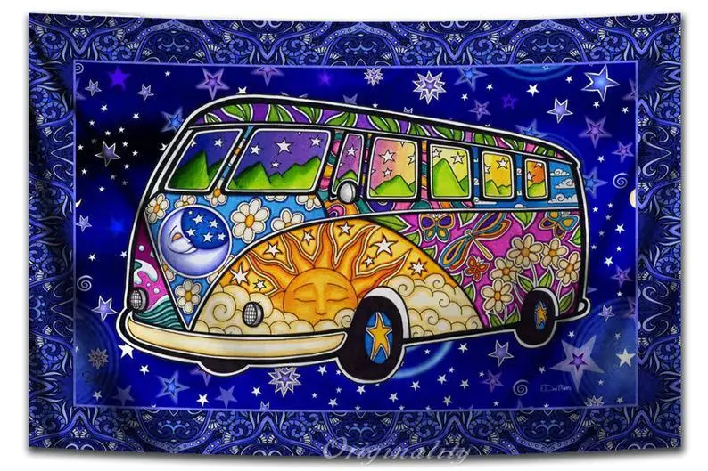 

Hippie Tour гобелен с изображением автобуса настенное освещение под названием Road Trip