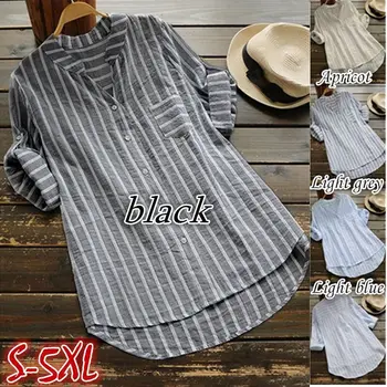 

2020 new casual V-neck striped five-point sleeve women's shirt
