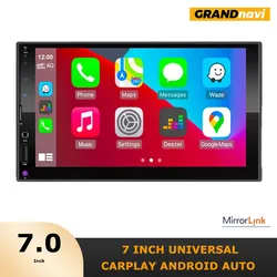 GRAND NAVI reproductor MP5 para coche, reproductor MP3, 2DIN, Apple, Carplay, Android, Bluetooth, FM, Audio, compatible con micrófono