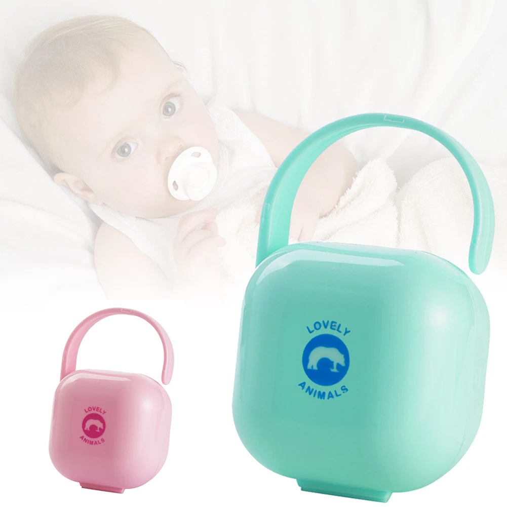 2PCS Non Toxic For Baby Washable Square Odorless Storage Keep Clean Pacifier Box Dustproof Easy Use Soother With Handle Portable
