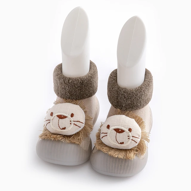 Chaussons chaussettes animaux avec semelle en caoutchouc pour bébé Chaussettes d hiver en coton pais pour b b de 0 3 ans chaussures de sol
