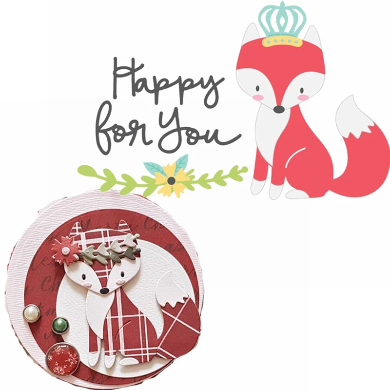 

Beauty Fox Metal Cutting Dies Happy Fox You Die Cuts For Card Making DIY Scrapbooking Crafts Cards 2020