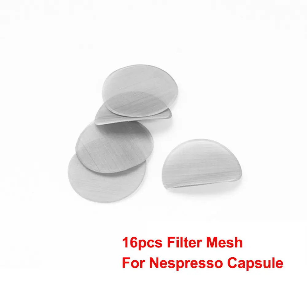 16pcs 16 шт. фильтр для кофе сетка совместима с Nespresso металлический диаметр 27 мм нержавеющая сталь многоразовые капсулы DIY кофеварка - Цвет: 16pcs
