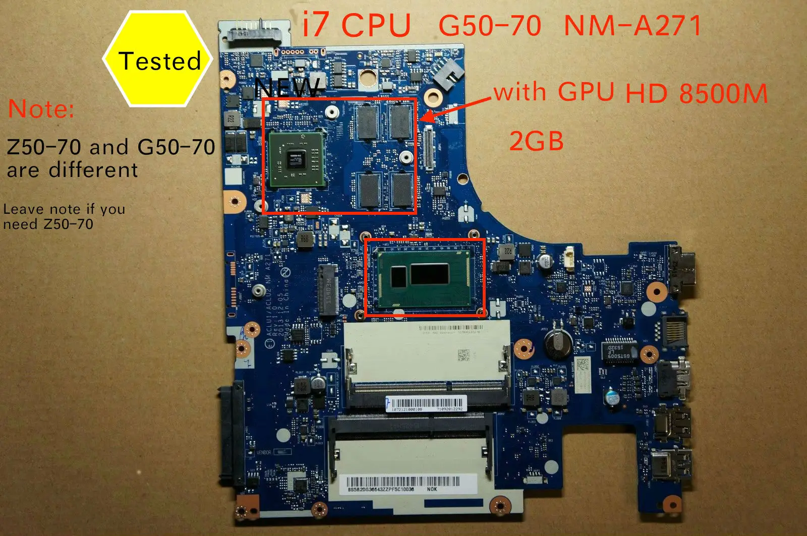 Для lenovo G50-70 G50-80 ACLU1 ACLU2 NM-A271 NM-A361 Rev 1,0 материнская плата для ноутбука с процессором intel I7-4510