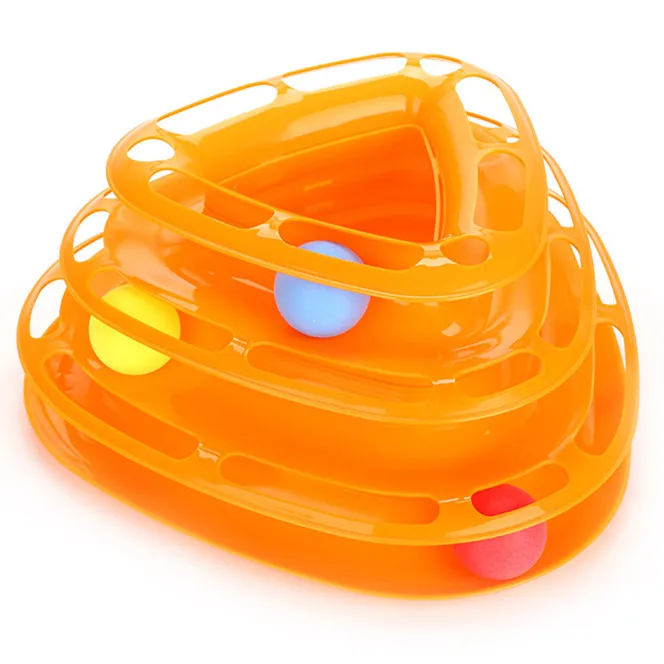 orange Кошка башня игры Развивающая игра шары веселье и для диска интерактивный для кошек треков мяч игрушка трек тройной игрушки для домашних животных - Цвет: orange