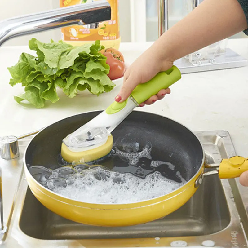 Кисти кухонные материалы для протирания автоматически добавляют дезинфицирующая щетка для мытья посуды с губкой Чистящие Таблетки кисть для рук