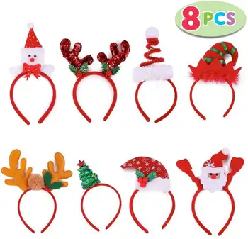 

Pack of 8 Christmas Headbands with Different Designs for Christmas and Holiday Parties