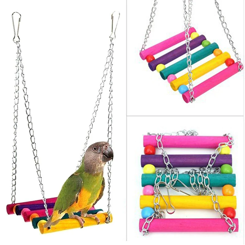 12pcs/Set Bird Parrot Swing Chewing Hanging Bell Cockatiel Cage Training Toys