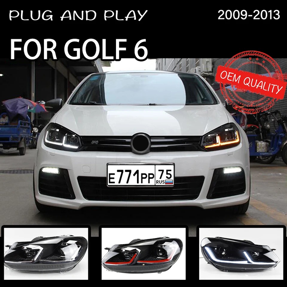 ヘッドライト Vw ゴルフ 6 MK6 2009-2013 車 автомобильные товары LED