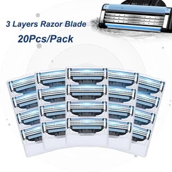 Shaving Cassettes For 3 Replacement Heads Safety Stainless Steel Razor Blades Straight Razor For Men 20pcs/pack