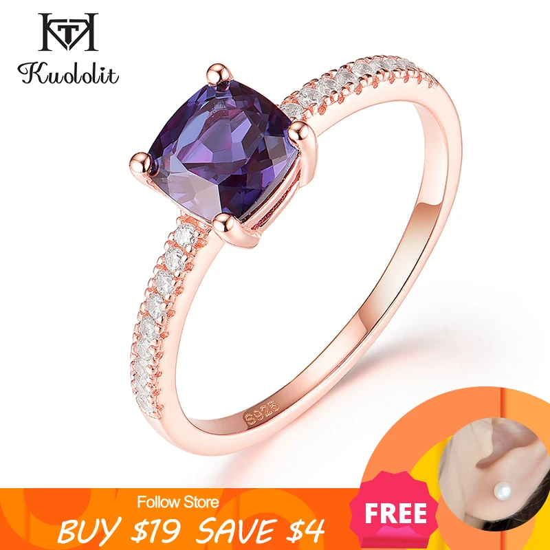 Женское кольцо с Александритом kuolit 585 из розового золота, роскошное кольцо с натуральным 925 пробы Серебряная подушка для помолвки|Кольца|   | АлиЭкспресс
