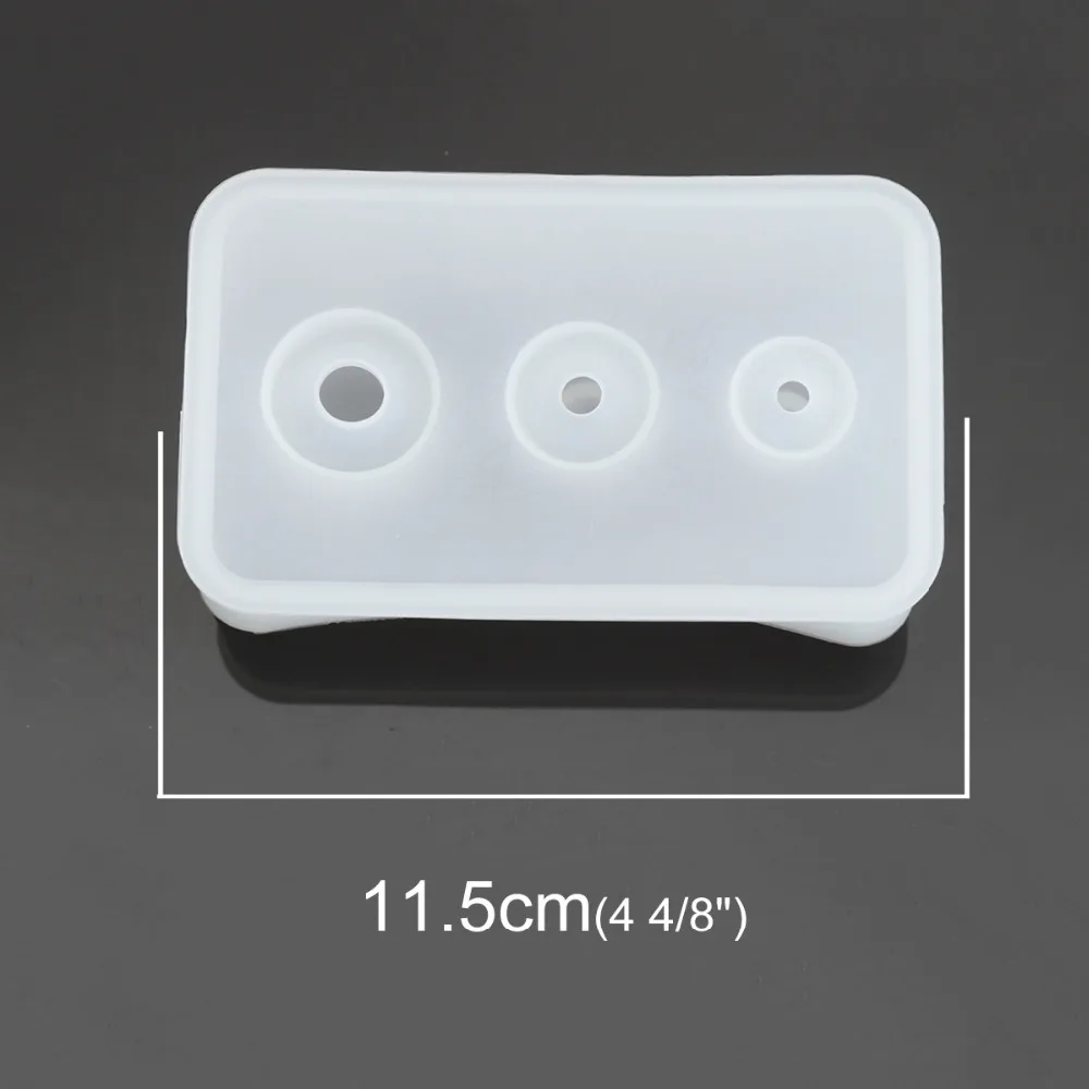 Doreen Box Silicone Resin Mold For Jewelry Making Rectangle White Geometric Round DIY Jewelry Accessories 11.5cm x 7cm, 1 Piece