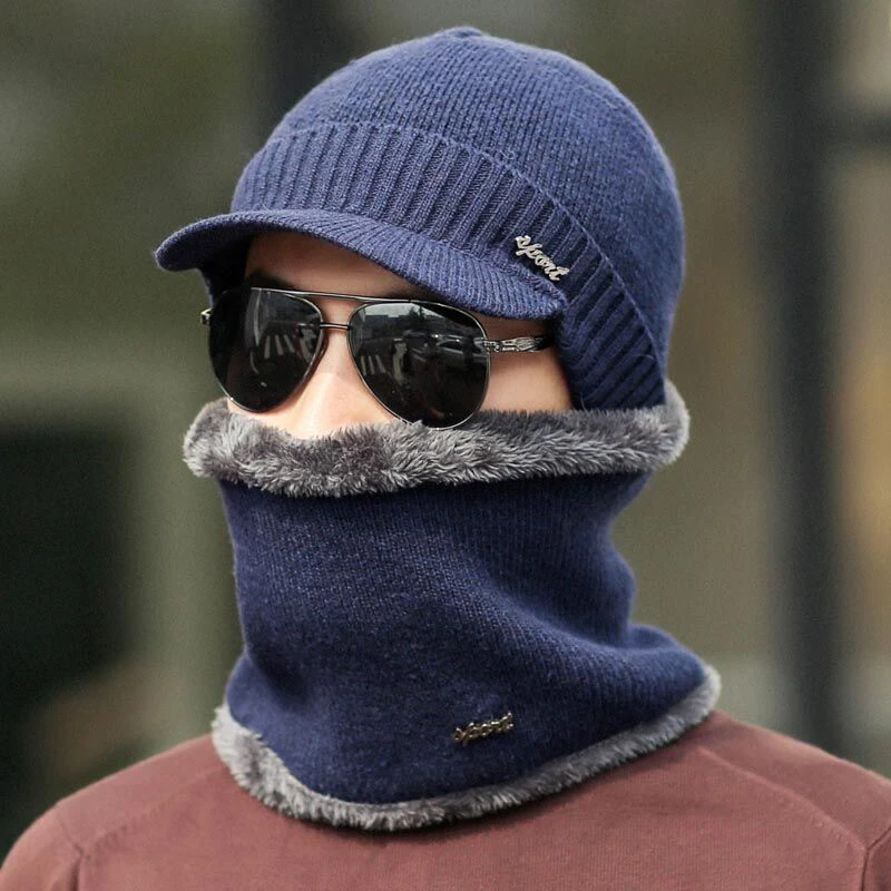 Мужская шапка, шарф, набор, флисовая мягкая шапка, модная шапка Skullies Beanies, уличная шапка, вязаная, теплая, толстая, зимняя, женский шарф, шапка бини