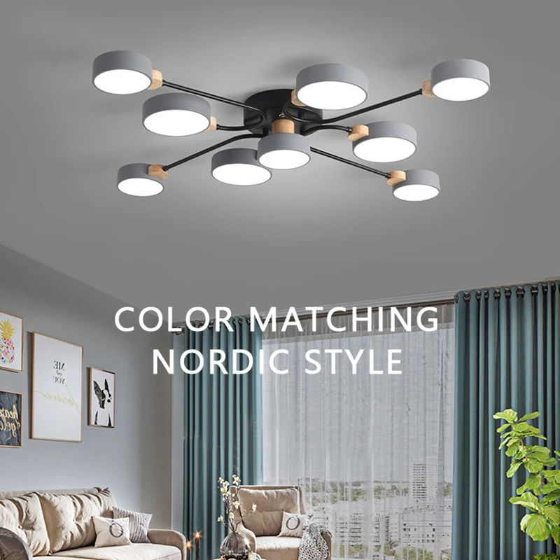 Modern Chandelier Lampshade Color Optional Ceiling Fixture Light Bedroom Living Room Home Nordic Wood Suspension Luminaire Lamp led chandelier,ceiling chandelier