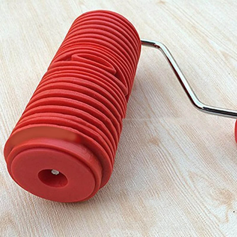 7 inch Wood Grain Roller with Handle Rubber DIY Imitation Wood Grain