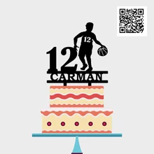 Персонализированные Дети день рождения торт Топпер пользовательское имя возраст мальчик играть Баскетбол торт Топпер для день рождения украшения торта YC034