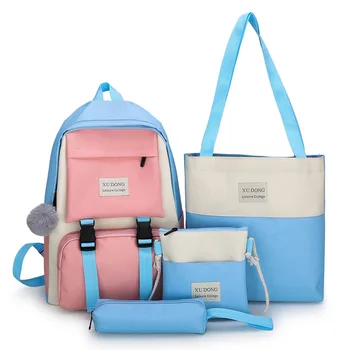 

3 PCS/Set Canvas Backpack Women Schoolbags School Bags for Teenagers Girl Children Bookbag Casual Travel Shoulder Bags Rucksack
