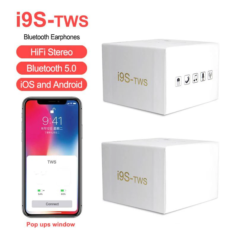 10 шт./лот i9 i9s TWS In Ear Беспроводная Bluetooth 5 0 гарнитура pop up window спортивные наушники с