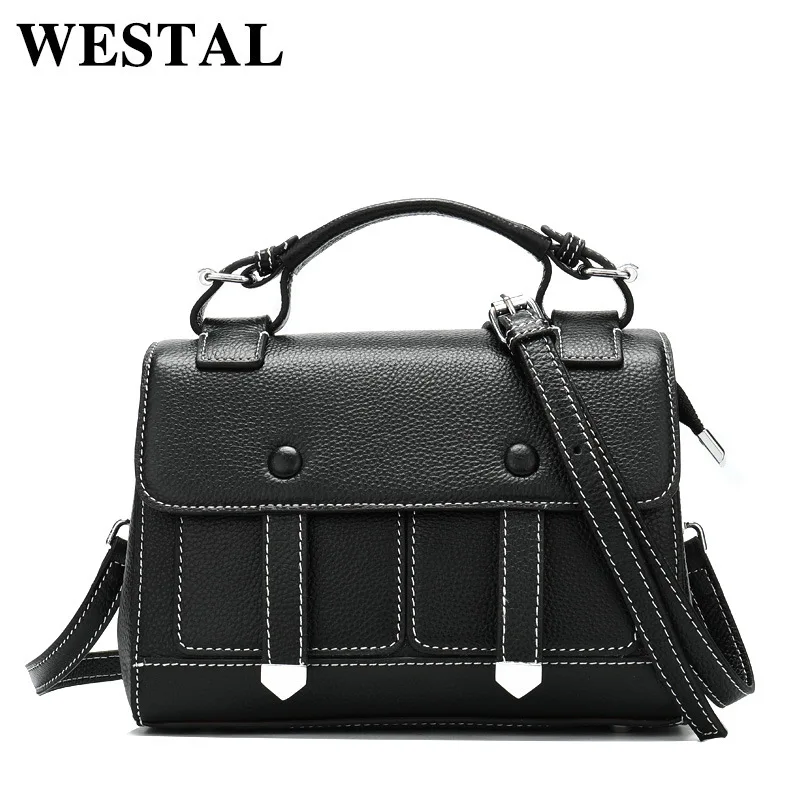 

Fashion trend leisure first layer cowhide single shoulder bag solid color retro woman square bag