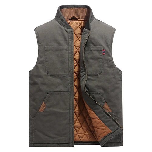 Cotton Green TACVASEN, зимний жилет, пальто для мужчин, хлопок, флис, теплый, карго, жилет, военный жилет, куртка без рукавов, большой размер, повседневные, с подогревом, жилеты - Цвет: Cotton Green