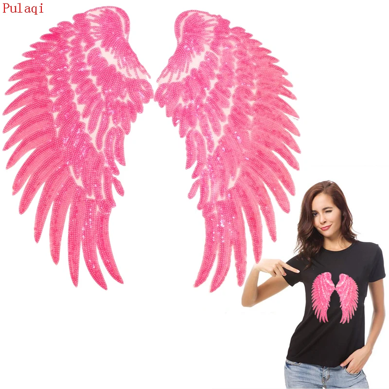 Pulaqi Sequins Patch DIY Angel Wings Patches For Kids Clothes Sew-on Embroidered Appliques Stickers 1 Pair | Дом и сад