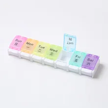 Hebdomadaire Pilulier 7 Jours Support De Tablette Mallette De Rangement Médecine 7 Cellules Boîte à pilules Arc-En-Ciel Organisateur Diviseur Boîte À Pilules