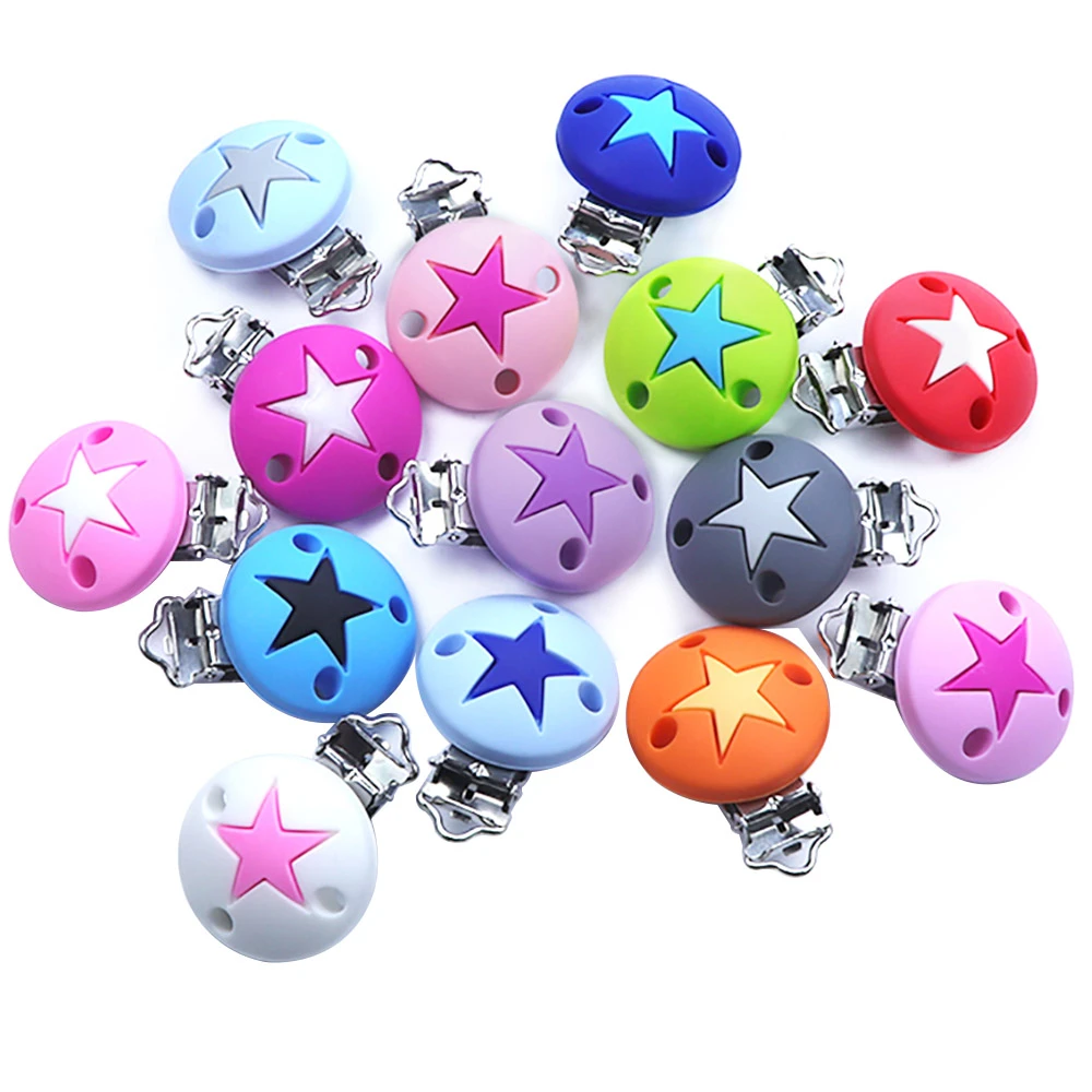 BOBO.BOX 1Pc Crown Heart Stars Silicone Beads Pacifier Clips For Diy Baby Teething Necklace Dummy Holder Baby Teether baby teething items fussy