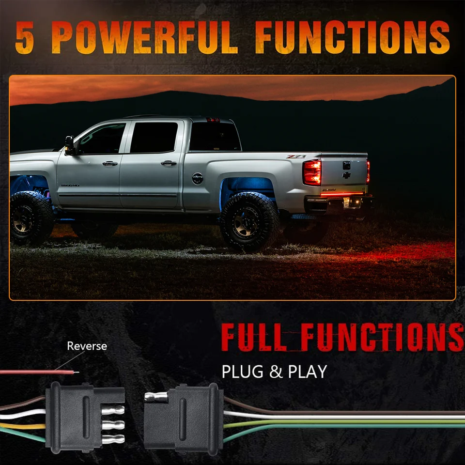 48インチ LEDテールゲートライトバー ピックアップトレーラー SUV RVバン用 IP68防水 プラグアンドプレイ 折りたたみ 並行輸入品 トラックテールゲートライト - カスタムカーLEDメーカー