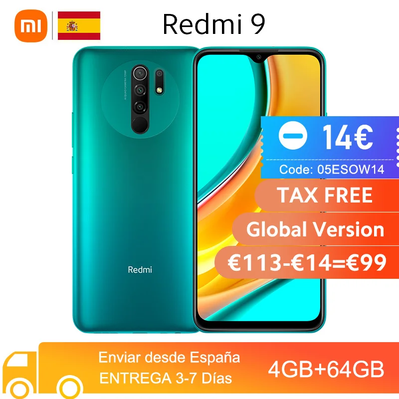 Compra Xiaomi Redmi 9-teléfono inteligente Helio G80, versión Global, 3GB, 32GB, pantalla FHD de 6,53 pulgadas, batería de 5020mAh, cámaras cuádruples ia de 13MP Gx1ldkObk