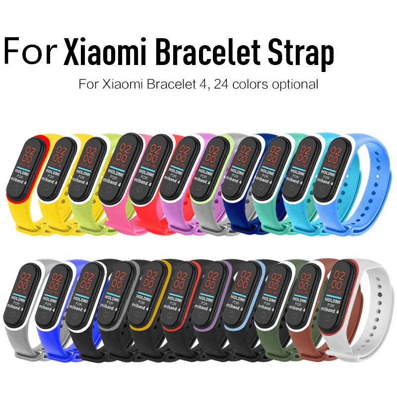 Сменный силиконовый ремешок для часов Xiaomi Mi Band 4 два цвета 22 спортивный смарт