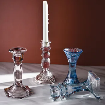 

Nordic Contracted Glass Candlestick Creative European Candel Holder Desktop Decoration Ornament Home Decoration Accessories