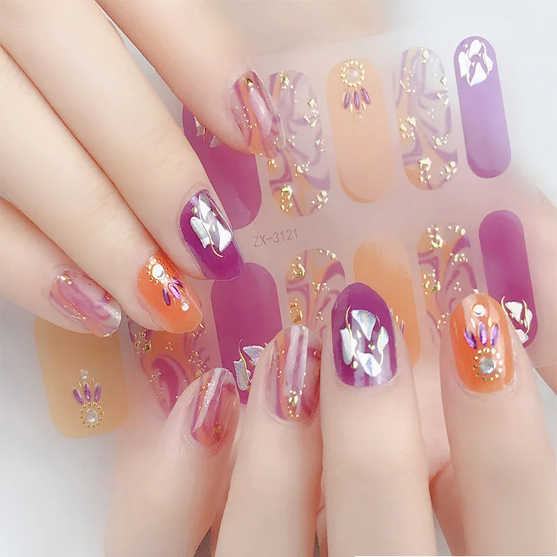 

14tips/sheet Professional Nail Wraps Designer Stickers Full Cover UV Gel Polish Multi Color Beauty Manicure Accessories Tools