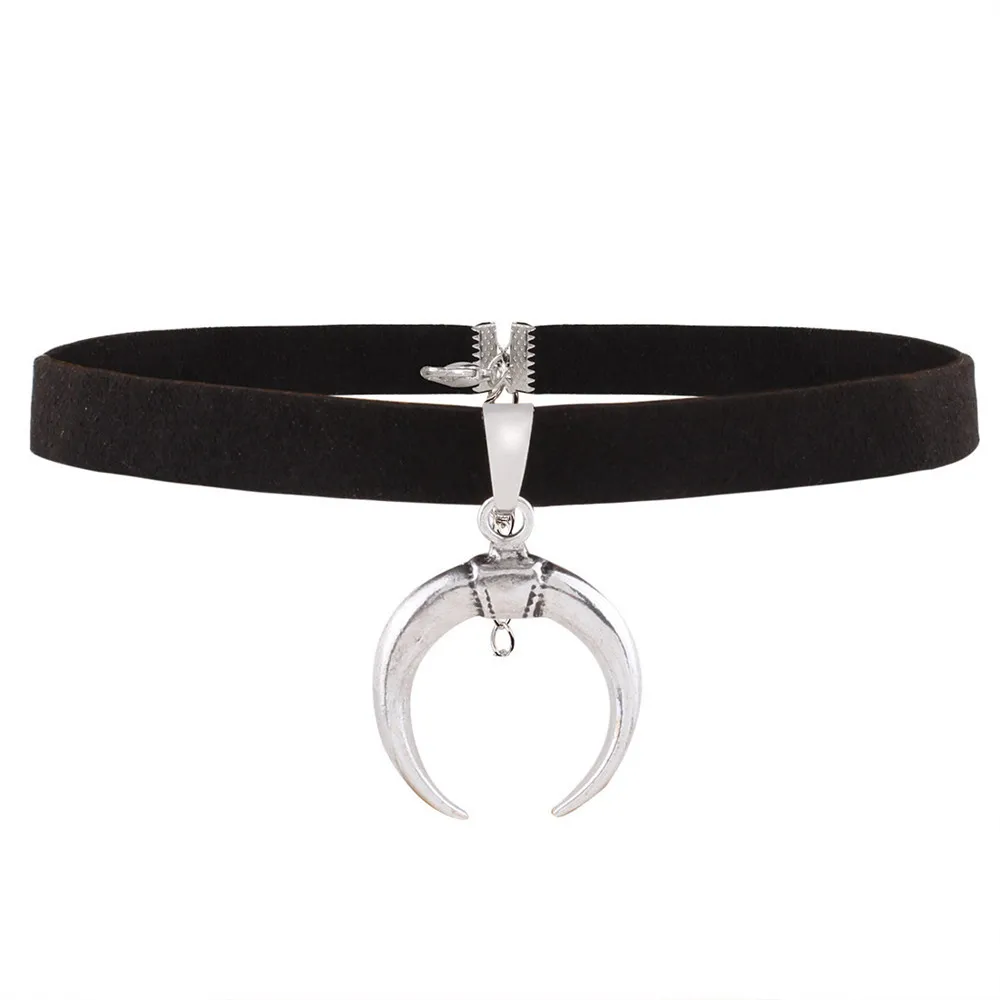 Модное сексуальное панк готическое кожаное ожерелье заклепки Шарм круглый воротник ожерелье женское ювелирное изделие лучший подарок - Окраска металла: N1246-1