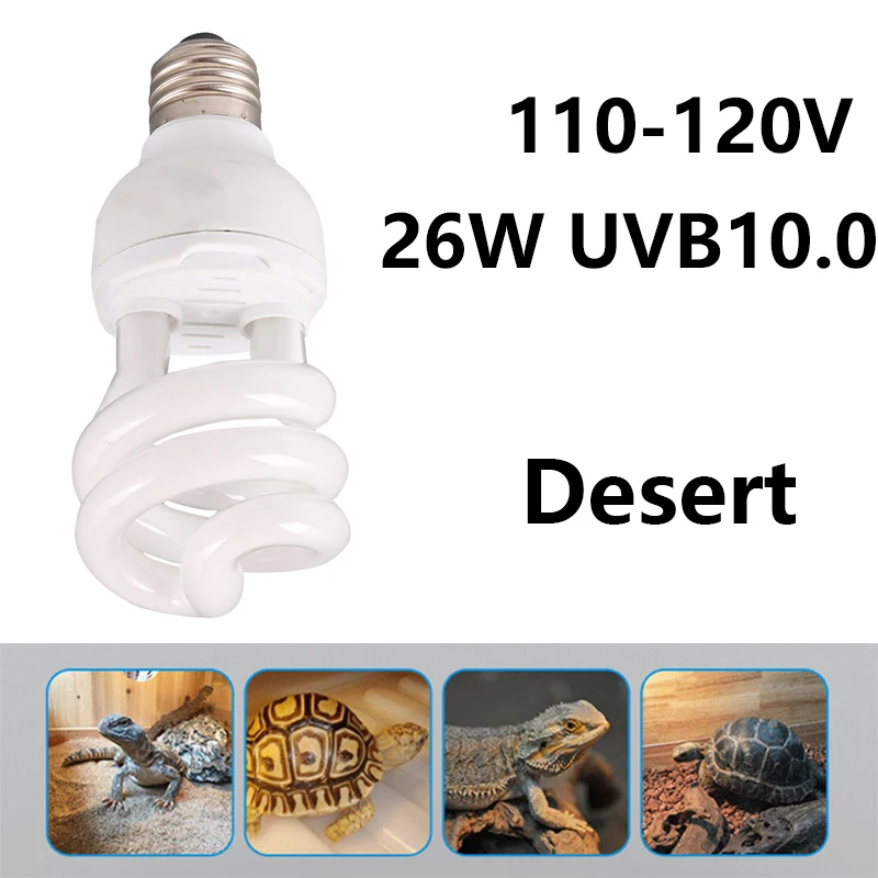 BENE-bombilla UVB de ahorro de energía para reptiles, lámpara para reptiles, reptiles, tipo desierto, serpiente, lagartija, compacta en espiral, 26 vatios, UVB 10,0