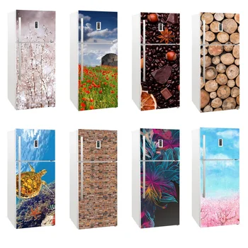 

Wholesales 3D Self Adhesive Dishwasher Refrigerator Wrap Freezer Sticker Art Fridge Door Cover Wallpaper Kitchen Accessories