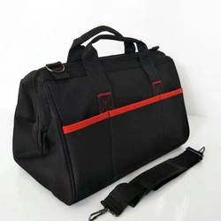 Bolsa de herramientas de electricista de lona, organizador de herramientas multibolsillo, bolsa de herramientas de boca ancha de tela Oxford con correa de hombro ajustable