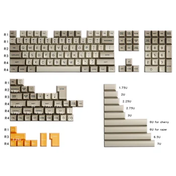 

1980s 159key Grey White Yellow Color Double Shoot SA Profile Keycaps For Cherry Mx Switch Mechanical Gaming Keyboard DIY
