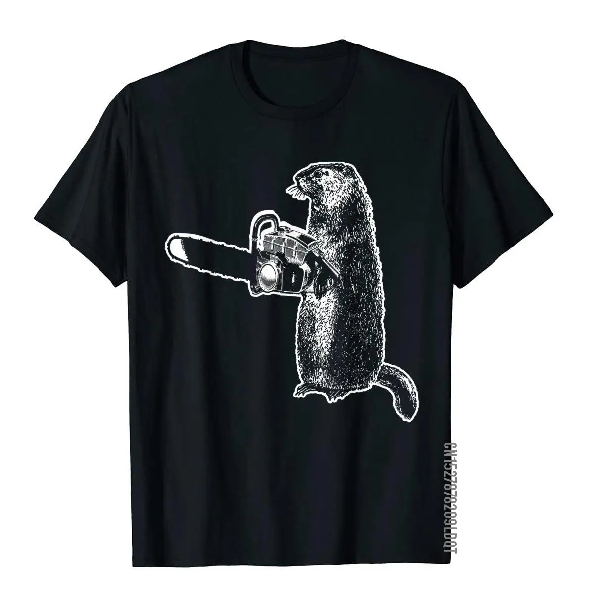 Funny Shirt Woodchuck Groundhog Day Could Chainsaw Wood Tee__B6428black